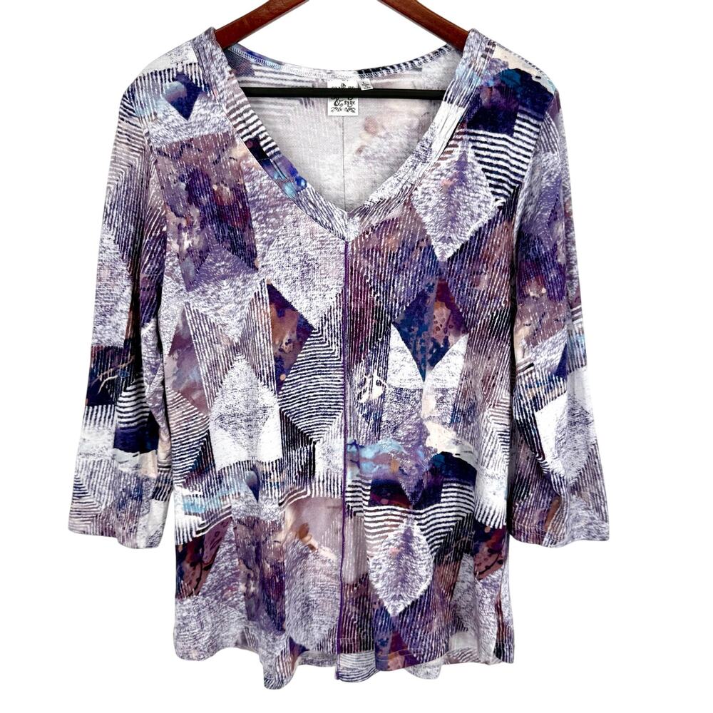 Parsley & Sage Womens Large Purple Shirt Blouse Top Wearable Art Unique Artsy